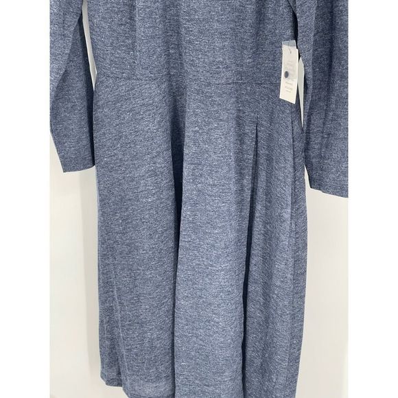Eloquii Dress Long Sleeve Women 14 Knit Blue Asymmetrical Mock Neck New‎ - Picture 11 of 12